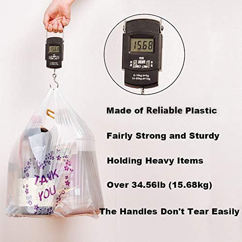Lazyme Thank You T-Shirt Carry-Out Bags Plastic Grocery Bags White Sturdy Handled Merchandise Bags,Standard Supermarket Size thumb #3