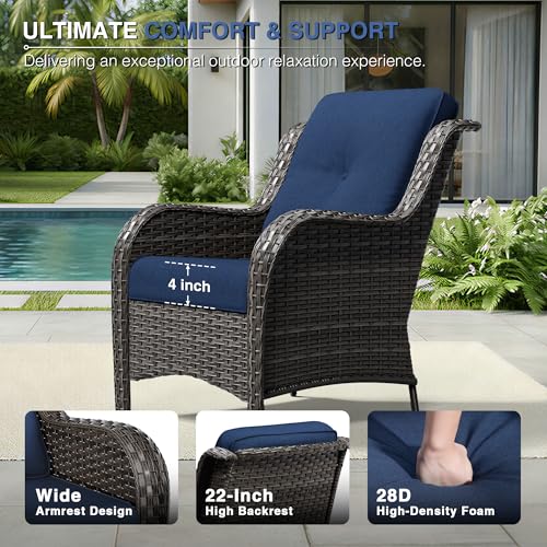 Image of Joyside Patio Chairs Set of 2, Wicker Patio Furniture with High Back, Deep Seating, Wide Armrest, Thickened Cushions, Outdoor Rattan Furniture for Deck, Porch Use