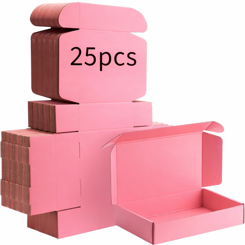 Forceman Brown Pink Small Cardboard Boxes For Posting, 15X10x4cm Postal Boxes Corrugated Cardboard Shipping Boxes, Small Parcel Postage Packaging Mailing Boxes For Business, Posting, Storing Or Gift (25)