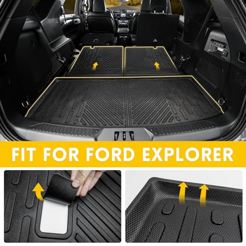 JTYZSM Rear Cargo Mat & Backrest Mat for 2020-2025 Ford Explorer 6&7 Seats All Weather TPE Seat Back Protector Trunk Cargo Liner for 2020 2021 2022 2023 2024 2025 Ford Explorer Accessories - Thumbnail 3