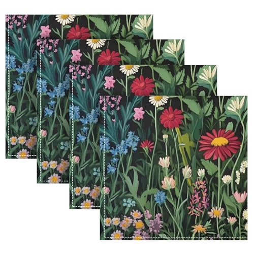 Servilletas de Tela Qilmy Wildflowers Negra Set x6 miniatura 5