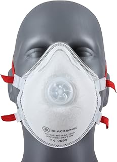 FFP3 Face Mask Pk 1 - Disposable Moulded Respirator - EN149 CE Certified – Advanced 3 Layer Filtering of Particles, Vapours and Fumes - Exhalation Valve, Elasticated Ear Loops and Pliable Nose Bridge