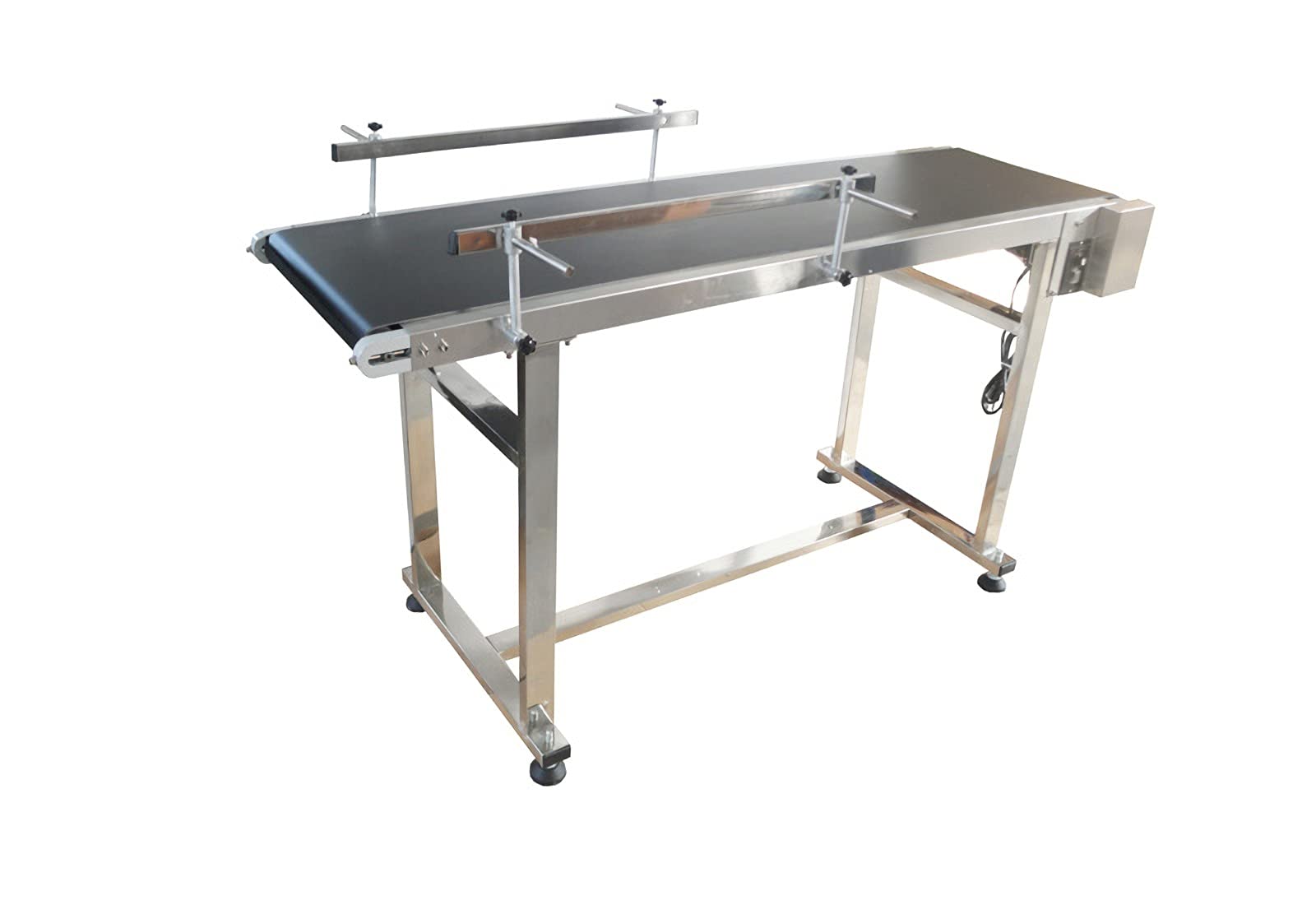 TECHTONGDA PVC Flat Conveyor Belt Systems Stainless Steel Frames Double Guardrails for Industrial Transport Conveyor Length 59inch Belt Width 15.7inch