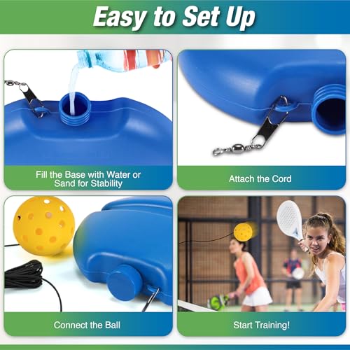 Image of NEWDRU PicklePlay Pro - Pickleball Trainer Set | Reflex Training Ball | Skill Booster for Beginners & Pros | Indoor & Outdoor Use - Blue