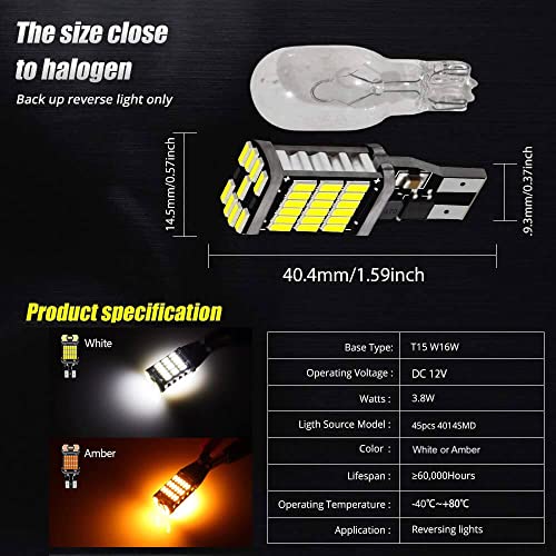 Image of T15 W16W 45 LED Canbus Signal Indicator Light Lamp (Set of 2) (Red)