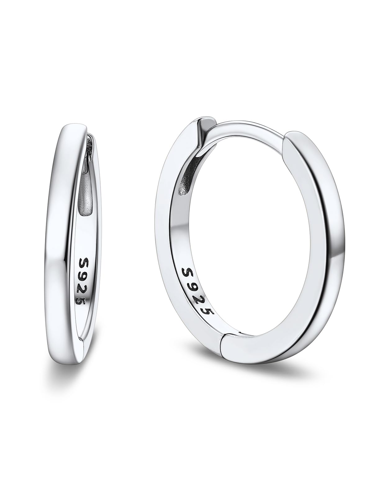 Bandmax 925 Sterling Silver Black Huggie Hoop Earrings 10mm Small Ear Hoops Hypoallergenic Silver Cartilage Piercing Jewelry Gift for Women Men