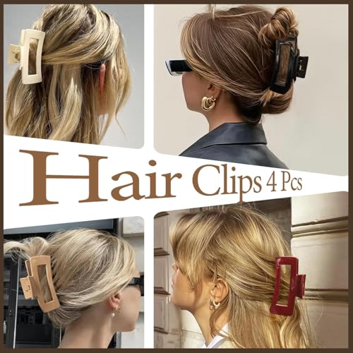 Image of 4 PCS Soft Claw Clips,Silicone Hair Clips,Flexible Claw Clip for Women,Non-Slip Strong Hold,silicone clutchers for hair Cloud Claw Clips,Large Bendable Cozy Hair Clip for Thin /Thick /Curly Hair