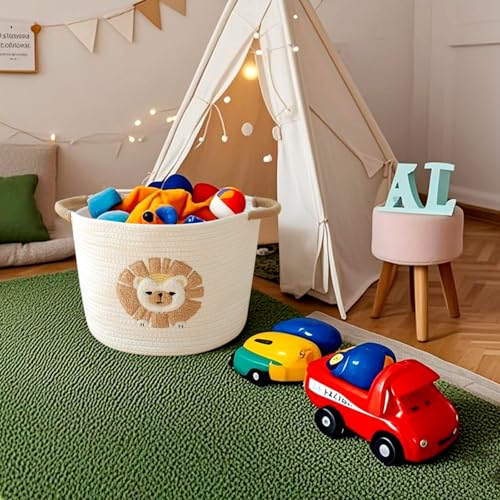 Aufbewahrungskorb Kinder Korb Geflochten Wäschekorb Kinderzimmer Wickeltisch Organizer Korb Mit Löwe Spielzeug Aufbewahrung Körbe Wickelkommode Spielkorb Aufbewahrung Kinderzimmer Deko
