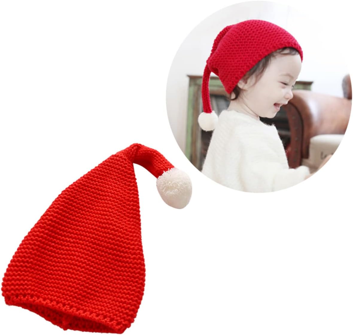 NOLITOY 2pcs Boy Girl Knitted Santa Hats Autumn Warm Woolen Yarn Cute and Cozy for Boys and Girls for Christmas and Outdoor Fun