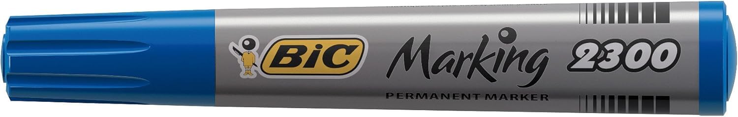 ORIGINAL BIC PERMANENT MARKERS 2300 THICK CHISEL TIP BLACK RED BLUE MULTI SURFACE USE COLOUR AND QUANTITY OPTIONS AVAILABLE (CHISEL TIP, BLUE, 12)