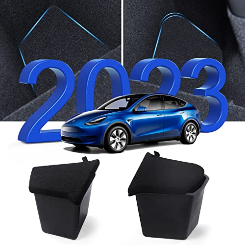 Kropbom 2023 2022 Tesla Model Y Rear Trunk Storage Bins With Lid, Trunk Side Organizer Storage Boxes Protector Packets For 5-Seater Model Y Accessories #TOP26