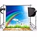 AOFOTO 5x5ft Spring Sunny Photography Backdrop Rainbow Green Grass Background Blue Sky White Cloud Floret Flower Newborn Toddler Kid Baby Girl Boy Artistic Portrait Photo Studio Props Easter Wallpaper