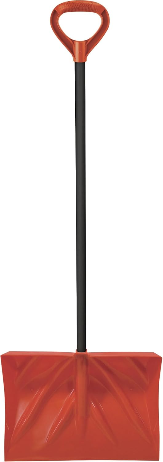 Emsco Group 1197 Bigfoot 18" Combination Multi-Use Blade Dozer Design with Metal Handle Snow Shovel, Orange Black