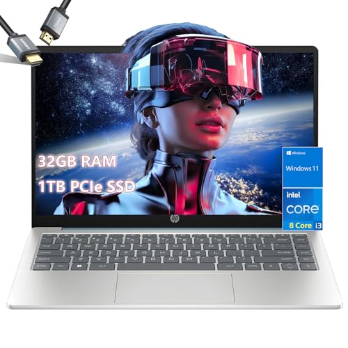 Image of HP-14 inch Laptop-Windows 11-8 Core Intel i3-N305-32GB RAM -1TB PCIE SSD -Student Laptop School - Long Battery Life - Ultralight - Mini Computadoras Laptop en oferta 2024 - HDMI Cable