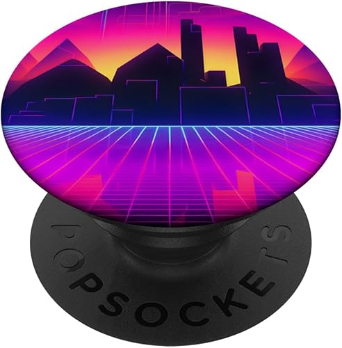 Miniatura 1 de Retrowave 80s City Vaporwave Synthwave PopSockets Standard PopGrip