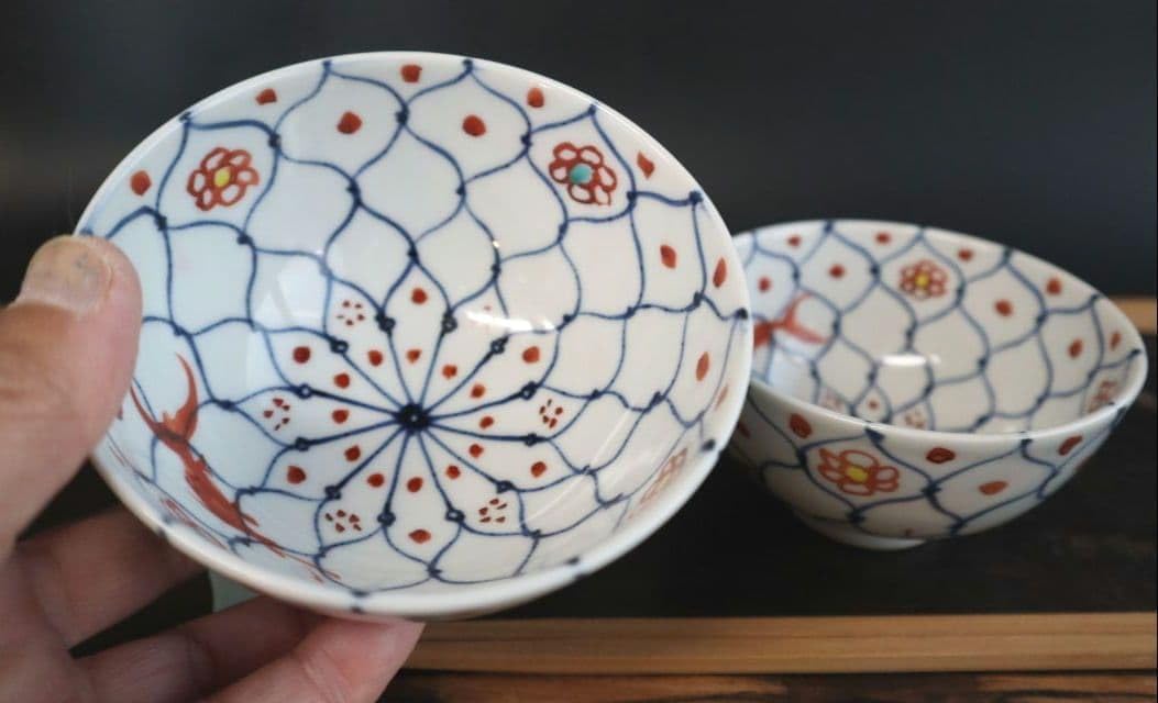 魚網文飯茶碗(大小) OC4834736867 魚網文飯茶碗(大小)