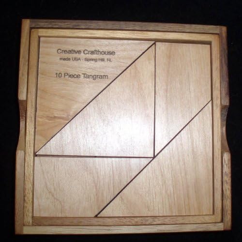 Tangram 10 Piece Wood Brain Teaser Puzzle with Base & Cover