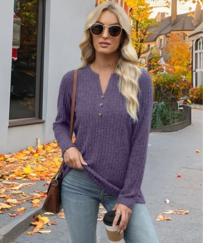Image of XMTOPYE Sweaters for Women Fashion Long Sleeve Tops Pullover V Neck Casual Loose Sweatshirt