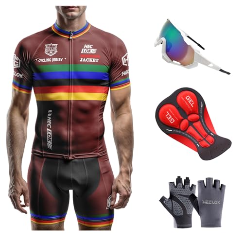Conjunto de Ciclismo Hombre Mangas Cortas - Maillot Transpirante y Culotte con Badana Gel 3D para Carretera y MTB | Secado Rápido | Personalizable con tu Diseño (Set-3,x_l)