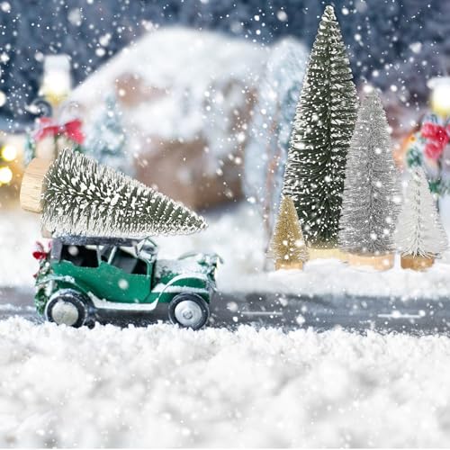 21 Stück Mini Tannenbaum Deko, Künstlich Miniatur Weihnachtsbaum, Klein Christbaum Grün Silber Weiß Gold 4.5/10/15cm Tree für Weihnachtsdeko Tisch, Winterdeko, Weihnachtsdorf Zubehör DIY