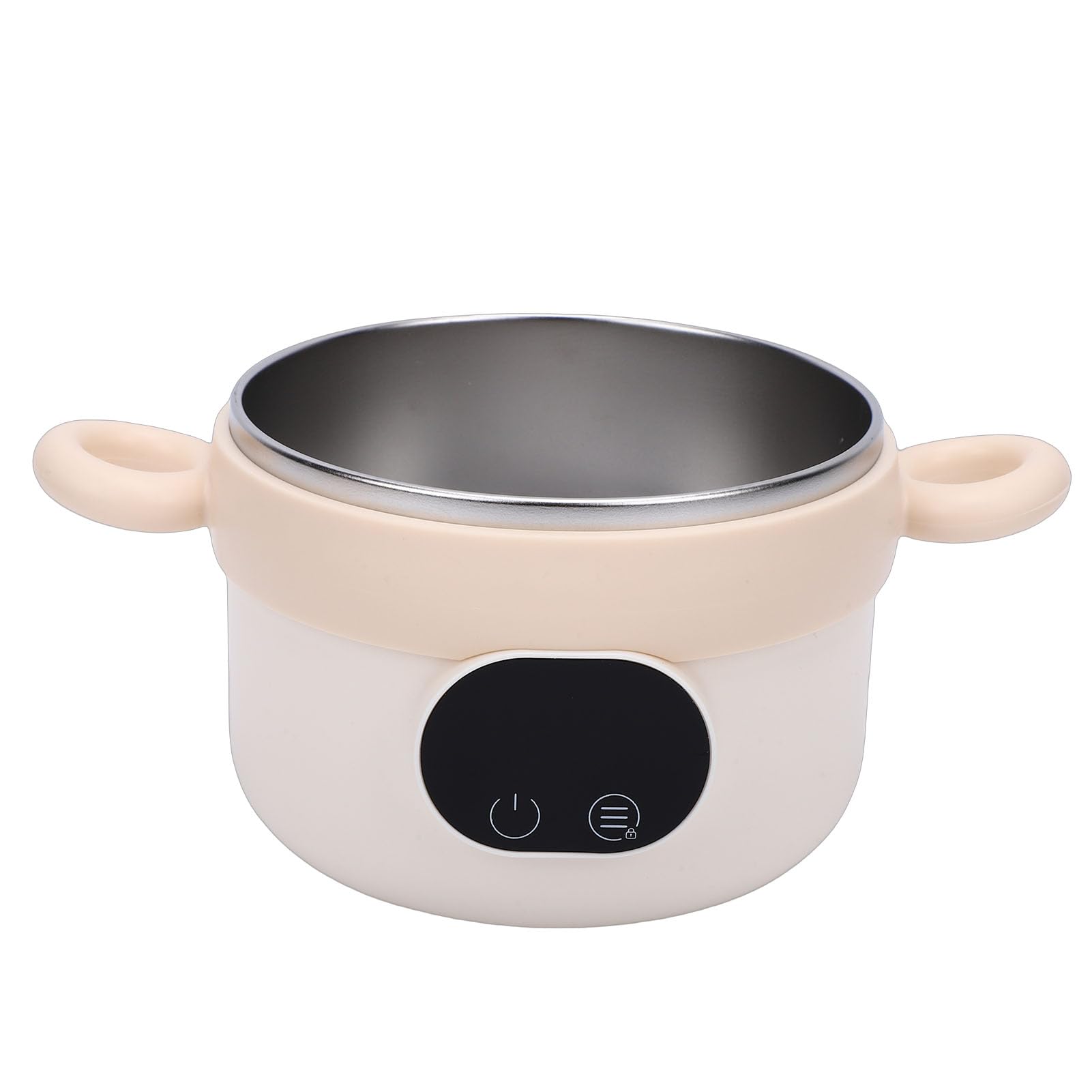 GLOGLOW Ciotola Scaldavivande Elettrica Senza Fili, Acciaio Inossidabile 304, Design Autoriscaldante da 470 Ml per Neonati e Bambini Piccoli (Color crema)