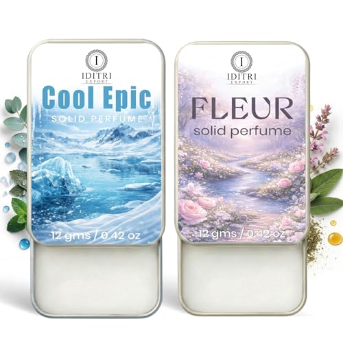 Image of Solid Perfume |Cool Epic&Fleur Alcohol Free Wax Perfume Balm, Long Lasting | Pocket Tin 12g, Pack Of 2| Non Greasy Smooth Glide, Travel Friendly Men And Women