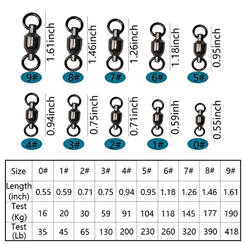 Image of SILANON Fishing Strong Ball Bearing Swivels - Stainless Steel Fish Swivel Connectors Solid Welded Rings Fishing Tackle 100% Copper 35lb-418lb Strength for Saltwater Big Game Fishing