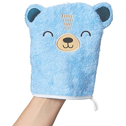 Image of C.R. Gibson BMIT-24245 Cute Bear 100% Cotton Gender Neutral Baby Wash Cloth Bath Mitt, 6.625 inch W x 7.5 inch L, Multicolor