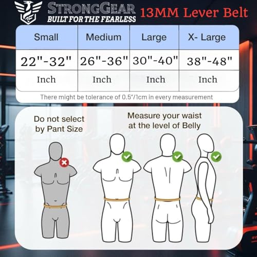 Image of 13MM Weightlifting Lever Belt for Man and Women, Crafetd from Heavy Duty Genuine Leather with Heavy Duty Buckle, Professional Weight Lifting Belt (13MM RED STORM EDITION, M)