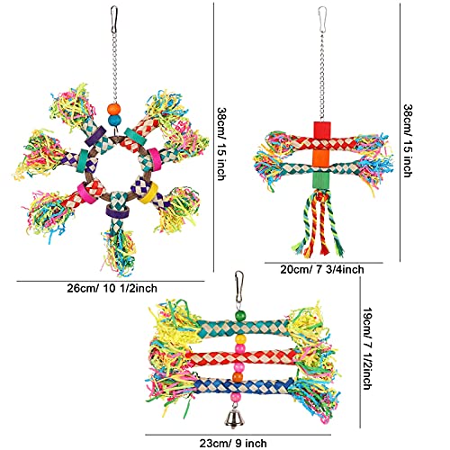 Bird Shredding Toys, 5Pcs Colorful Bamboo Hanging Toys Parrot Chew Wooden Blocks, Bird Foraging Toys For Small Medium Parrots Parakeets, Conures, Cockatiel, Lovebird #TOP3