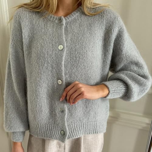 Image of Women Y2k Crop Cardigan Sweater Long Sleeve Button Down Cardigan Vintage Open Front Sweater Cute Knit Pullover Tops