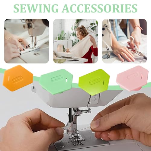 4 Stücke Magnetic Seam Guide, Guida Magnetica Con Scala, Guida per Cucitura Poligonale, Magnetici Poligonali Multifunzionali, Silicone Magnetic Guide with Scale (Rosa/Range/Grün/Smaragdgrün)