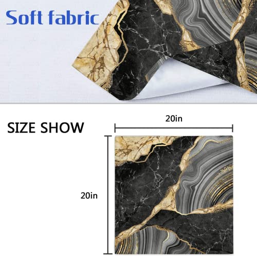 Cloth Napkins Printed Dinner Napkins 6Pcs Black Grey Gold Marble Texture Pattern,Washable Reusable Polyester Napkins With Hemmed Edges For Home Holiday Party Wedding Decoration 20 X 20 Inch #TOP2