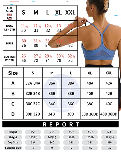 Image of RUNNING GIRL Y-Back Sports Bras for Women, Medium Impact Wirefree Padded Bra Workout Crop Top Longline Sports Bra Push up(WX2915Blue,XXL)