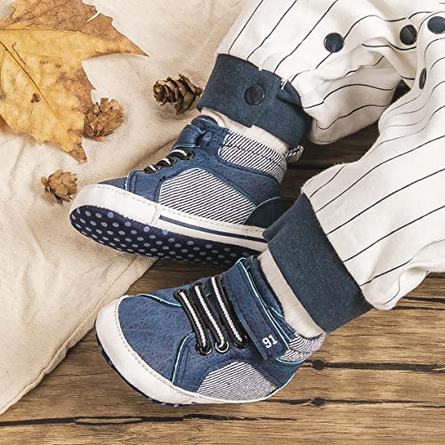 Image of CENCIRILY Baby Boys Girls High Top Sneakers Soft Soles Anti Skid Infant Ankle Shoes Toddler Prewalker First Walking Crib Shoes