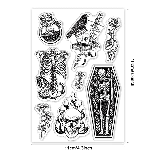 Globleland Skeleton Human Body Spine Clear Stamps Retro Witchcraft Theme Silicone Clear Stamp Seals For Diy Scrapbooking Journals Decorative Cards Making Photo Album #TOP5