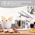 Kitchen in the Box Stand Mixer, 3.5QT Two Bowls Small Kitchen Electric Mixer, 10-Speed Portable Lightweight with Matte Finish, Egg Whisk, Dough Hook, Beater (Frost White, 3.5QT) - Image 2