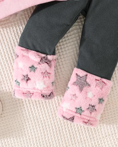 Image of Jecson Toddler Girl Clothes Baby Girl Fleece Hoodie Outfits Thick Thermal Winter Leggings 2Pcs Clothing Sets 6M-4T