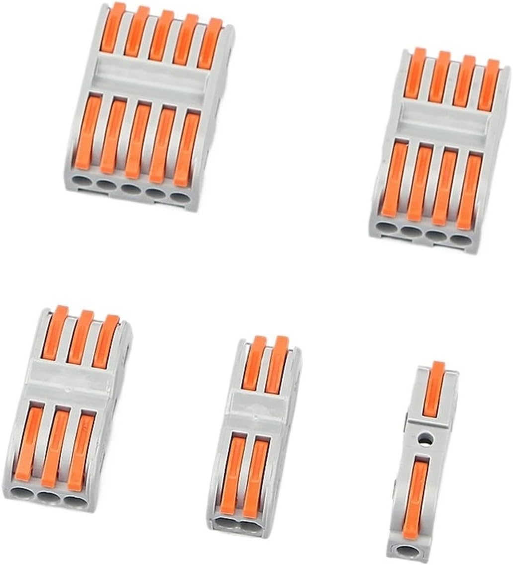 Fast Cable Connector Terminal Block 222 Universal Compact Push in Spring Splicing Plastic Wire Conductor 10PCS(222-423-T)