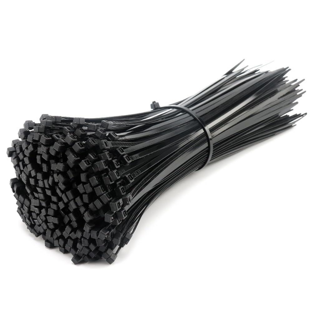 100 bridas de nailon con cierre automático, 4,8 mm, color negro y blanco (4,8 x 150 negro)