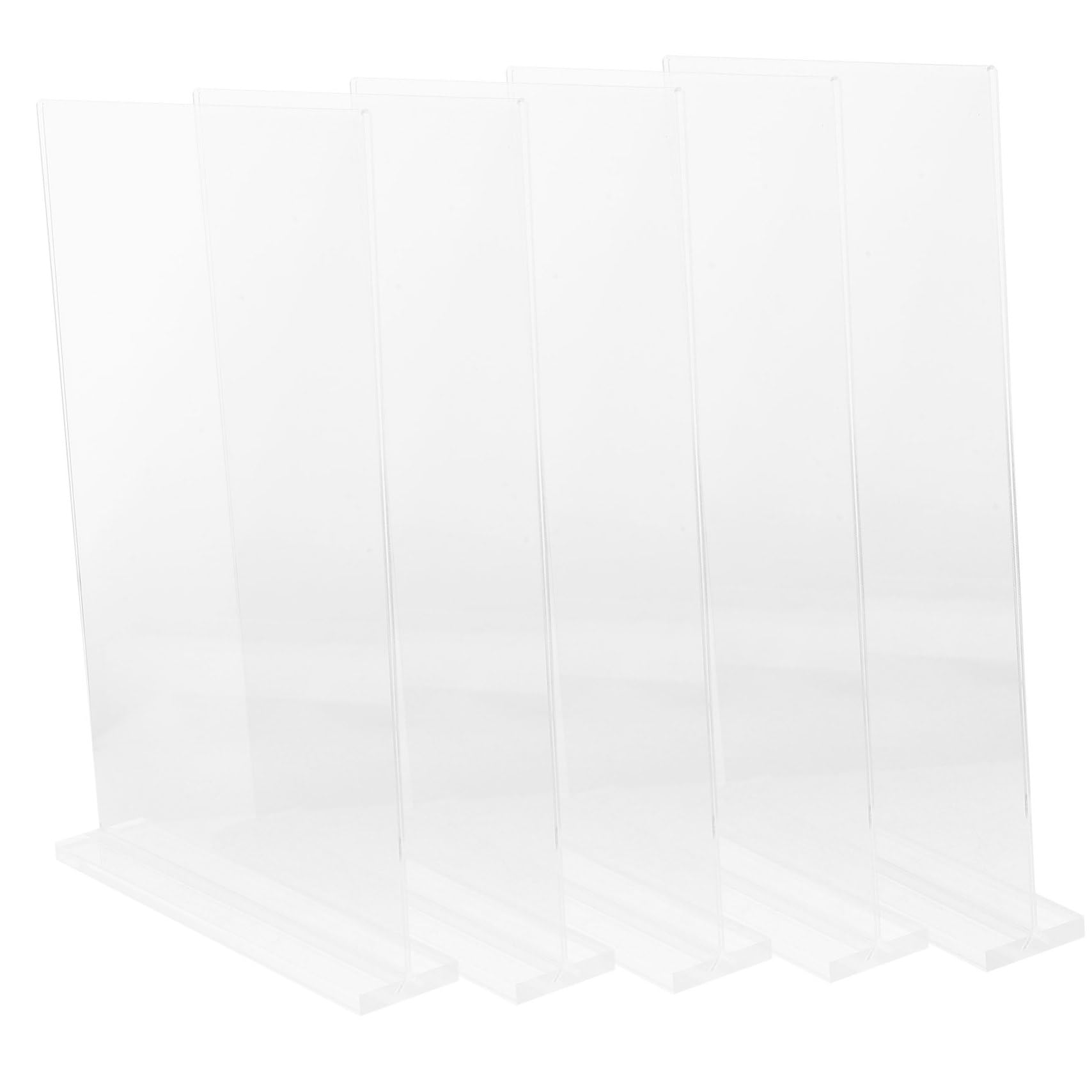 Uonlytech 5 Soportes de Acrílico para Letreros A4, Versátiles, para Menú y Eventos, Base Estable, para Oficina y Restaurante