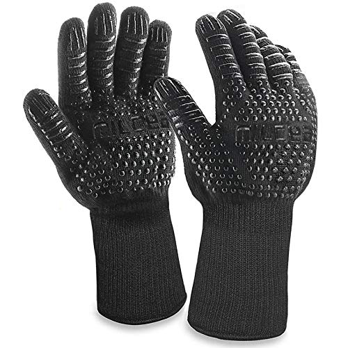 Preisvergleich Produktbild Grillhandschuhe MILcea Ofenhandschuhe BBQ Handschuhe Hitzebeständige Schutzhandschuhe Rutschfeste Silikonhandschuhe Elastische und Bequeme Topfhandschuhe für Küche Grill Kochen Backhandschuhe