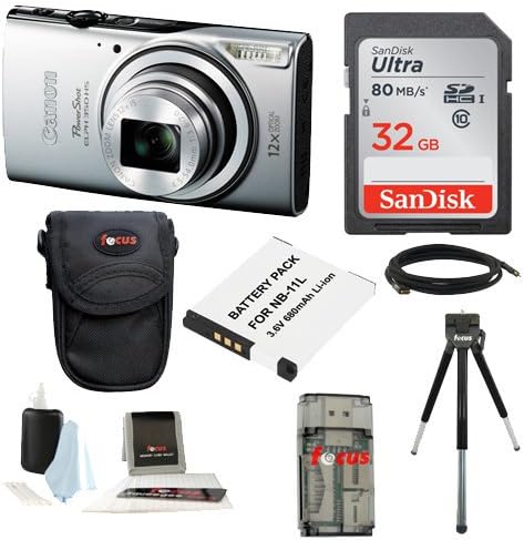 Canon Powershot ELPH 350 HS (Silver) and 32GB Deluxe Accessory Bundle