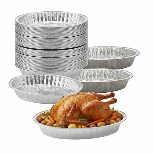 10 PACK - Disposable Durable Oval Roaster Pan - Turkey Roasting Pans Extra Large, Heavy-Duty...