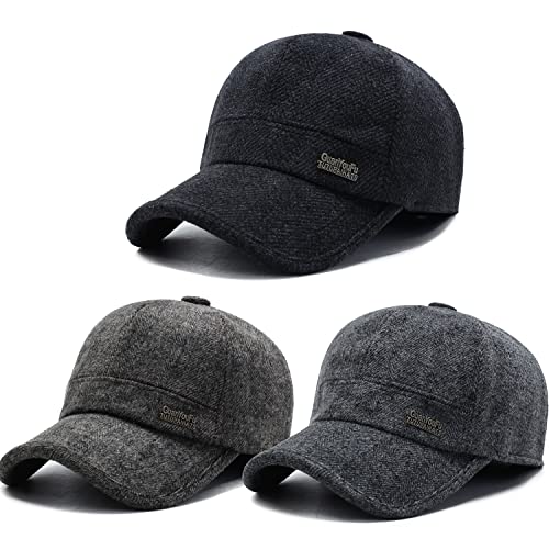 Clape Men's Winter Hat Outdoor Visor Dad Hat Warm Wool Sport Golf Baseball Cap Hats With Earflaps (Gsdt4-Gray) #TOP1