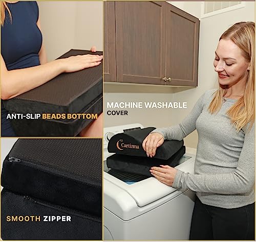 Cartizma Ergonomic Foot Rest for Under Desk at Work - Wavy Shaped for Heel Support, Memory Foam, Anti-Slip, Washable Cover - Office & Gaming Footrest, Back & Leg Pain Relief, Desk Foot Stool (black) - Image 5