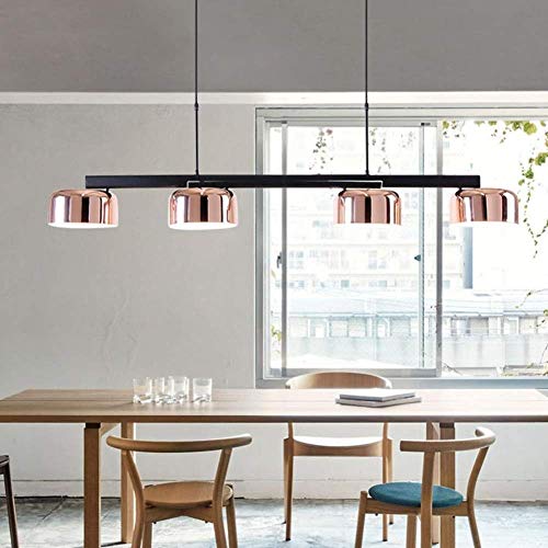 Lustre de restaurant rectangulaire à 4 lampes E27 suspension noir