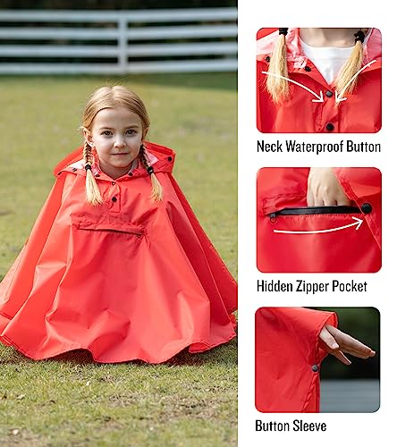 Image of SaphiRose Lightweight Kids Rain Poncho Jacket Waterproof Outwear Rain Coat