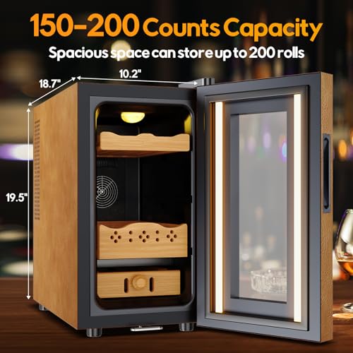 Image of 25L Electric Humidor with Upgraded Design, 200 Counts Large Capacity,Thermostatic Electric Cooler Cabinet with Digital LED Screen, Safety Lock,Smart Humidity & Temp Control