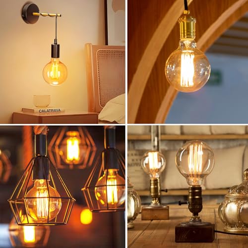 YUNRRD Vintage Edison Light Bulbs,E27 Dimmable Screw Edison Bulbs,40w Incandescent Light Bulb,Retro Filament Lamp Warm White Bulb G80 220V,Pack of 2 - Image 4